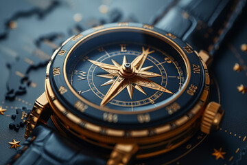 Aufkleber - A compass pointing in multiple directions, illustrating the exploration and navigation of innovative ideas. Concept of directional ideation. Generative Ai.