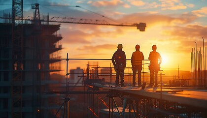 Construction Progress Assessment, a construction progress assessment with an image depicting project managers and engineers reviewing construction milestones, AI