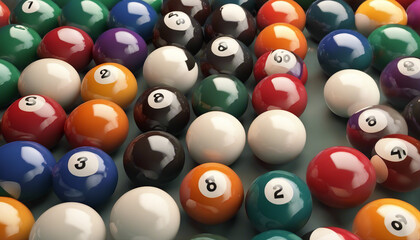 Wall Mural - billiard balls on the billiard table
