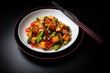 Wall Mural - Vegetarian Tofu dish. Image for Cafe and Restaurant Menus