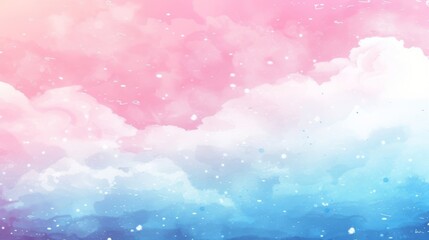 Wall Mural - dreamy cloudscape with fluffy clouds reflecting pastel pink and blue hues, suitable for backgrounds,