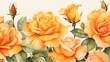Abstract Background of illustrated Roses. Floral Wallpaper in orange Colors