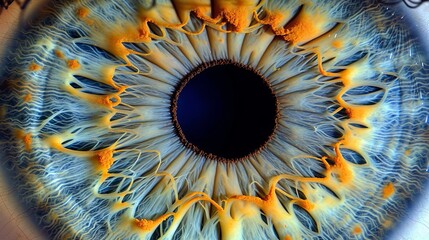 intricately detailed close up of a human eye, highlighting the beauty of the iris and pupil