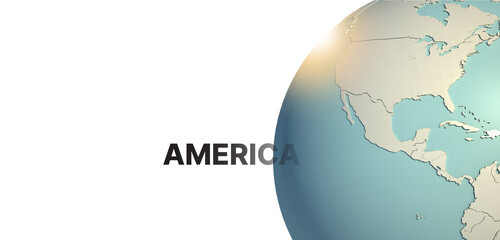 Wall Mural - america. 3d rendering globe background, 3d model of earth.
