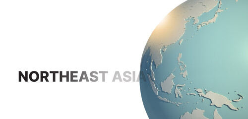 Wall Mural - northeast asia. 3d rendering globe background, 3d model of earth.