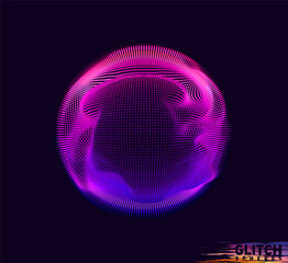 Aufkleber - Corrupted violet point sphere. Abstract vector colorful mesh on dark background. Futuristic style card.