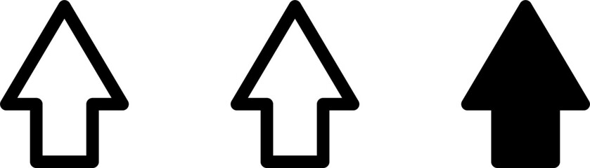 Poster - Black and White Up Forward This Way Arrow Icon Set. Vector Image.