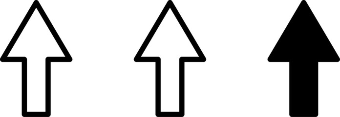 Poster - Black and White Up Forward This Way Arrow Icon Set. Vector Image.