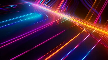 Poster - Abstract Neon Lines Illuminating the Darkness Generative AI
