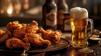 Wall Mural - Fried Chicken and Beer