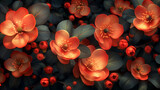 Fototapeta  - Bright orange flowers on a dark background.
