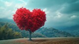Fototapeta Natura - Tree in the shape of heart, valentines day background,