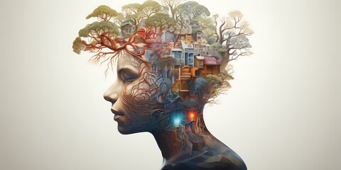 Wall Mural - what's in human mind, inside female human mind