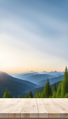 Wall Mural - wood table with beautiful naturee and lots of copy space