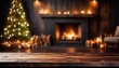 © cobaltstock - Table with christmas tree and fireplace with copy space
