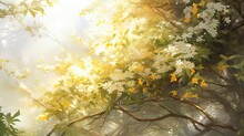 Scenery,a Sheet Of Sweet-scented Osmanthus, Feature, Ethereal, Dreamy, Romantic, Soft Lighting, Nostalgic, Watercolor,high Resolution