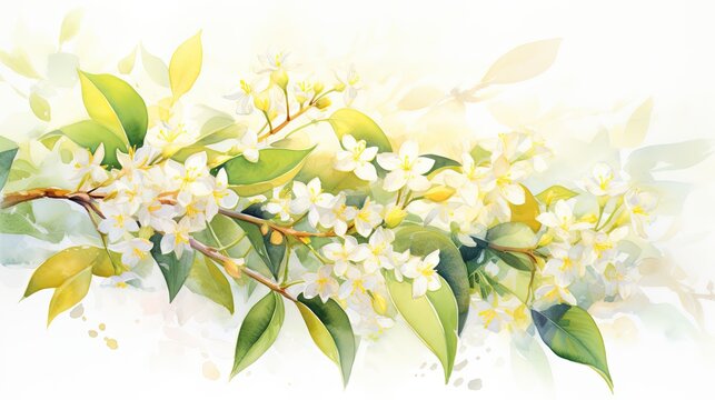 scenery,a sheet of sweet-scented osmanthus, feature, ethereal, dreamy, romantic, soft lighting, nostalgic, watercolor,high resolution