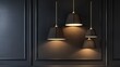 Bronze decoration lamps and lampshades in a modern style, set against a dark wall