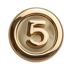 Canvas Print - 5 number icon golden button