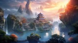 Fototapeta Góry - Chinese Style Fantasy Landscape Art