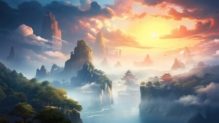 Wall Mural - Chinese Style Fantasy Landscape Art