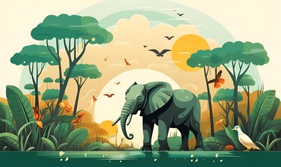 flat world wildlife day illustration design