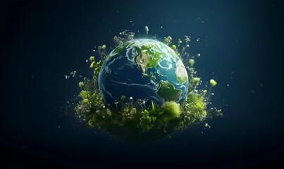 earth with green environment for earth day copy space