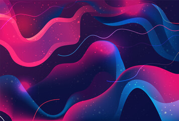 Poster - dynamical colored waves gradient flowing liquid shapes abstract background horizontal