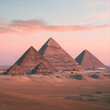 Majestic Egyptian Pyramids at Sunset with Warm Desert Sands