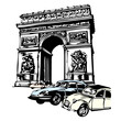 Arc de triomphe with French cars