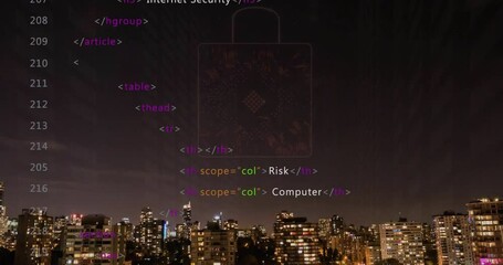 Poster - Animation of financial data processing over cityscape