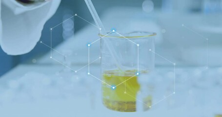 Poster - Animation of data processing and world map over caucasian male scientist