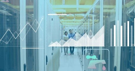 Poster - Animation of data processing over diverse it people by computer servers