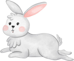   white rabbit animal watercolor, bunny watercolor illustration for element easter