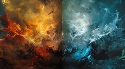 Wall Mural - Ice vs fire backgorund