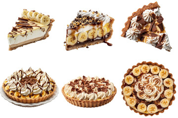 Wall Mural - Baked Banoffee pie collection in 3d png transparent using for presentation.