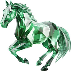 horse,green crystal shape of horse,horse made of green isolated on transparent or white background 