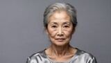 beautiful asian eldery woman portrait silver gray