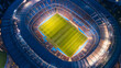 Overhead view of a large sports stadium during a major match. Generative AI illustration 