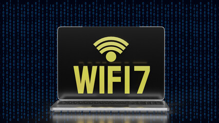 The wi fi 7 text for technology concept 3d rendering.