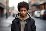 Fototapeta Nowy Jork - Young teenage boy serious sad face troubled teen teenager
