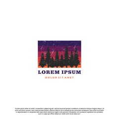 Wall Mural - Landscape pine forest for shirt design