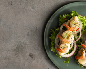 Wall Mural - Open sandwich with grilled shrimp 