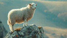 footage of a sheep on a mountain