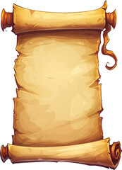 Wall Mural - Old scroll paper isolated on transparent background. PNG