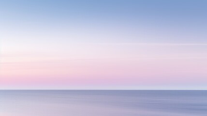 Wall Mural - Clear blue sky sunset with glowing pink and purple horizon on calm ocean seascape background. Picturesque generative ai