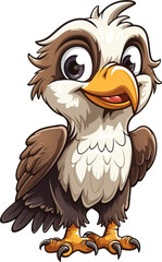 Wall Mural - Cartoon style eagle bird isolated on transparent background. PNG