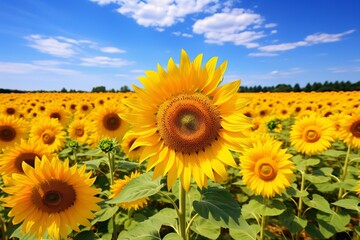 Poster - The vibrant colors of a field of sunflowers