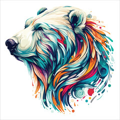 Naklejka na meble Abstract Polar bear head multicolored paints colored drawing vector illustration 