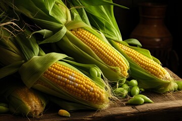 Wall Mural - Freshly harvested corn on the cob